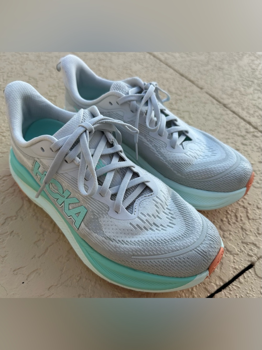 Hoka One One Skyflow Cosmic Grey Seafoam Running Shoes Women’s Size 8.5 in VGC